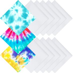 Chumia Cotton White Bandana for Tie Dying Bulk Blank Solid Handkerchiefs Unisex Bandanas Men Head Wrap, 22" x 22"