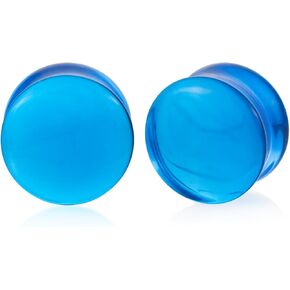 Semi-Transparent Double Flared Glass Ear Gauges Plugs, Arc Surface Piercing Jewelry, Ear Tunnels for Stretched Ears – Unisex (Sold in Pairs)