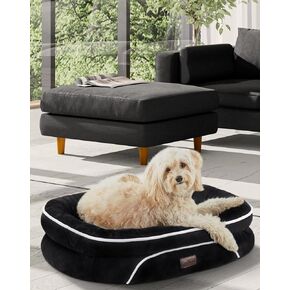 Orthopedic Dog Bed for Large Dogs, Dog Couch Design with Egg Foam Support, Removable, Washable Plush Cover and Non-Slip Bottom with Four Sided Bolster Cushion (Pink)