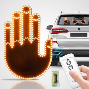 Car Hand Gesture Light for Road Rage Hand LED Sign for Car Back Window Finger Light for Car with Remote, Fun Car Accessories with 3 Modes