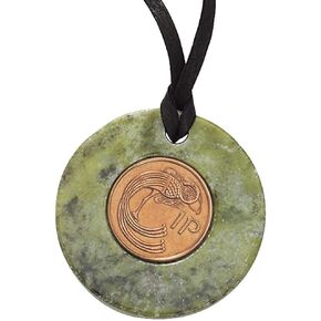 SAGEFINDS Connemara Marble Irish Penny Necklace, Lucky Penny from Ireland, Pendant for Women, 18" Cord