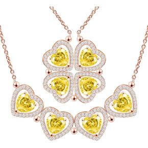 2 IN 1 Lucky Four Leaf Clover Necklaces for Women, Shamrock CZ Birthstone folding Heart Necklace, Extendable & Foldable Jewelry Gifts