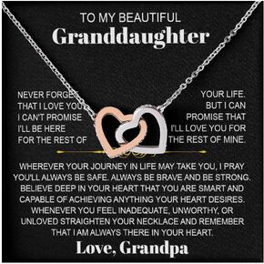 To My Granddaughter Necklace Gifts From Grandma Grandmother or Grandpa Grandfather To My Granddaughter Christmas Birthday Pendant Jewelry with Message Card and Gift Standard Box