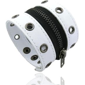 Xusamss Punk Alloy Zipper Wristband Pu Leather Cuff Bracelet,7 1/2 Wrist in Saudi Arabia