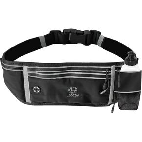 Running Belt with Water Bottle Running Water Bottle Belt for Men Women Hydration Belt Fanny Pack with 280ML Water Bottle Runner Belt Reflective Strap Travel Money Belt for Phone Jogging Hiking