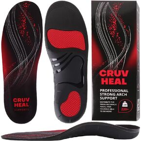 Heavy-Duty High Arch Insoles - Plantar Fasciitis Relief - Designed for 220+ lbs - All-Day Comfort (Onyx, S)