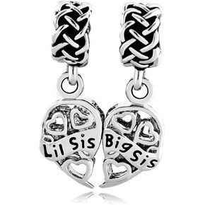Heart Love Aunt Niece Big Lil Sister Charm fits Pandora Charms Bracelets for Sisters Auntie Niece Matching Puzzle Pendant