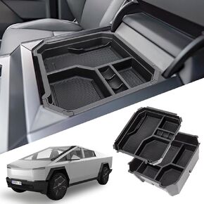 Center Console Organizer Compatible with Tesla Cybertruck 2024 Double Layer Armrest Storage Box Middle Console Tray Interior Accessories