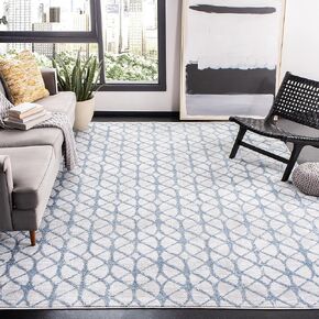 SAFAVIEH Amelia Collection Accent Rug - 3' x 5', Grey & Blue, Geometric Design, Non-Shedding & Easy Care, Ideal for High Traffic Areas in Entryway, Living Room, Bedroom (ALA792F)