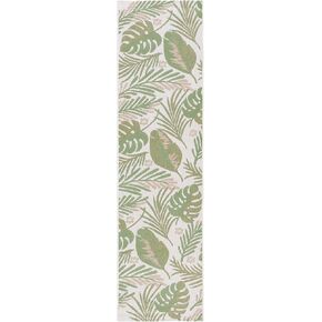 SAFAVIEH Courtyard Collection Runner Rug - 2'3" x 8', Ivory & Green, Non-Shedding & Easy Care, Indoor/Outdoor & Washable-Ideal for Patio, Backyard, Mudroom (CY9700-52745)