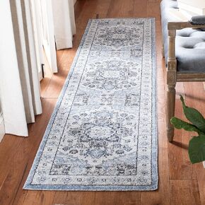 SAFAVIEH Charleston Collection Runner Rug - 2' x 8', Blue & Grey, Oriental Medallion Design, Non-Shedding & Easy Care, Ideal for High Traffic Areas in Living Room, Bedroom (CHL431M)