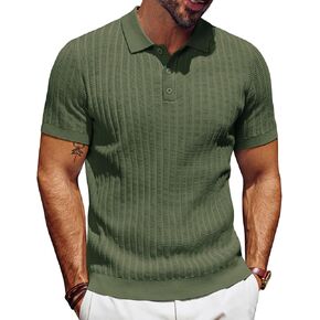 PJ PAUL JONES Mens Knit Polo Shirt Short Sleeve Textured Polo Shirts Casual Summer Collared Polo T Shirt