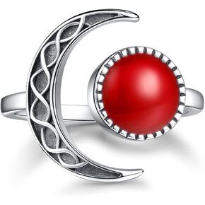Mood Ring for Women 925 Sterling Silver Temperature Color Change Rings Emotion Feeling Moon Adjustable Ring Celtic Knot Jewelry gifts