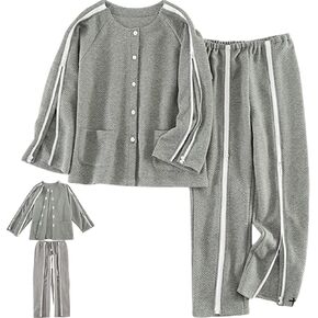 Bedridden Patient Clothing for Women,Tear Away Suit,Fully open design warm hospital gown