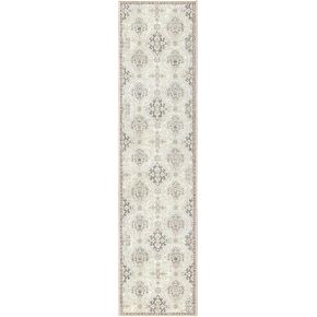 TOWN & COUNTRY EVERYDAY Avani Cottagecore Medallion Everwash™ Washable Runner Area Rug with Non-Slip Backing, Pet Friendly Rug, Beige, 1'7"x6'6"