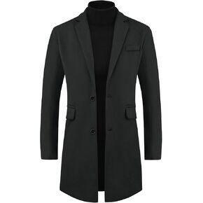 Lars Amadeus Winter Coat for Men's Notched Collar Single Breasted Long Trench Coats