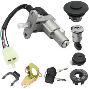 Ignition Switch Lock Cylinder with Key Kit, Ignition Starter Switch Replacement for GY6 49cc 50cc 60cc 72cc 80cc 125cc 150cc 139QMB Chinese Scooter Moped