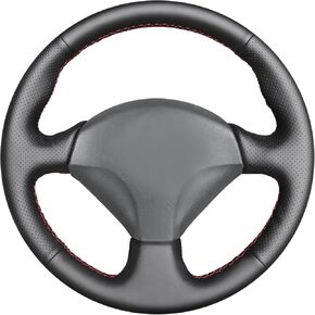 MEWANT Hand Sewing Black Leather Steering Wheel Cover Wrap for Honda S2000 Civic Si Acura RSX Type-S