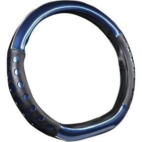 غطاء عجلة القيادة D من الجلد غطاء عجلة القيادة على شكل D عالمي 15 بوصة/38 سم قابل للتنفس للسيارات/الشاحنة/سيارات الدفع الرباعي/الشاحنة (أزرق) in Kuwait