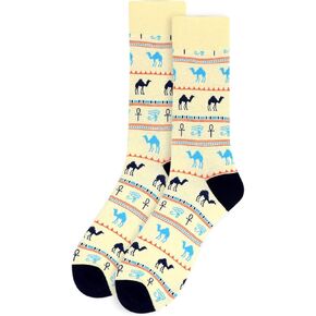 Men's Egyptian Camels Eye of Horus & Ankh Novelty Crew Dress & Trouser Socks
