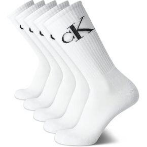 Calvin Klein Men's Cushion Crew Socks - 5 Pack (One Size, White)