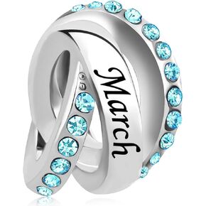 January-December Months Colors Birthstone Happy Birthday Charm Compatible with Pandora Charms Bracelets
