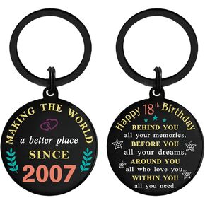 18 Year Old Birthday Gifts - Born in 2007 Birthday Keychain - 18th Birthday Gifts for Boys Girls