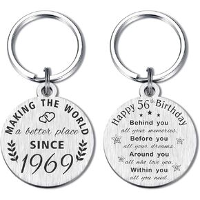ABNTY 56th Birthday Gifts for Women Men, 56 Year Old Birthday Keychain, Born in 1969 Gifts, 1969 Birthday Decorations