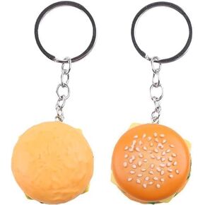 2Pcs Women Men Simulation Cheeseburger Pendant Key Chain Key Ring Pendant Hamburger Handmade Jewelry Cheeseburger for Hanging on Bag Key Women's Novelty Keychains Accessories, Car Keychain