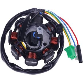 Glixal GY6 125cc 150cc 8 Coil Magneto Alternator Stator for 152QMI 157QMJ Chinese Scooter Moped ATV Go Kart Quad Engine Taotao Jonway Icebear Baja Coolster Lance SUNL Vento