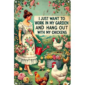 Funny Garden Decor Sign, I'm Rooting for My Plants, Aluminium Metal, 12 x 8 inches, Vintage Gardening Gift, Sign for Home Garden Kitchen Living Room. Birthday Gift for Women, Grandma, Mom (S-003)