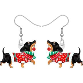 NEWEI Cute Christmas Dog Earrings Dangle Jewelry for Girls Women Gifts Charms