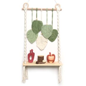 Macrame Wall Hanging Bohemian Woven Tapestry Chic Woven Leaf Tassels Decoration Handmade Wall Art Home Decor for Apartments, Dorms, Living Rooms, Bedrooms, Nursery Backdrop