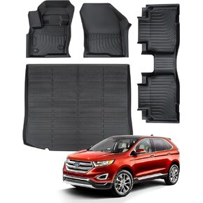 4 PCS for Ford Edge Floor Mats & Cargo Liner 2024 2023 2022 2021 2020 2019 2018 2017 2016 2015, All Weather Protection Floor Mats&Trunk Cover for Ford Edge Interior Accessories 2015-2024