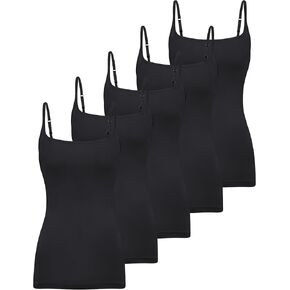 BQTQ 5 Pcs Womens Camisole Square Neck Camisoles Spaghetti Strap Camisole Slim Fitted Basic Camisole Top