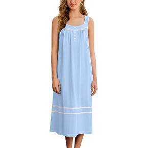 Ekouaer Women's Nightgowns Long Sleeveless Night Gown Ladies Sleep Dress Soft Victorian Nightdress