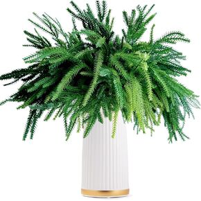 12 Pcs Christmas Norfolk Pine Branches Norfolk Pine Artificial Christmas Branches DIY Norfolk Pine Stems Greenery Norfolk Pine Branches for Christmas Indoor Outdoor Home Decor