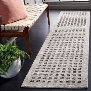 SAFAVIEH Ebony Collection Runner Rug - 2'3" x 9', Silver & Black, Modern Design, Handmade Wool, Ideal for The Living Room, Bedroom, Dining Room (EBN203G-29)