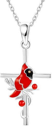 Cross Necklace S925 Sterling Silver Bee/Rose/Hummingbird/Butterfly/Cardinal Cross Necklaces Faith Christian Jewelry Gifts For Women in Kuwait