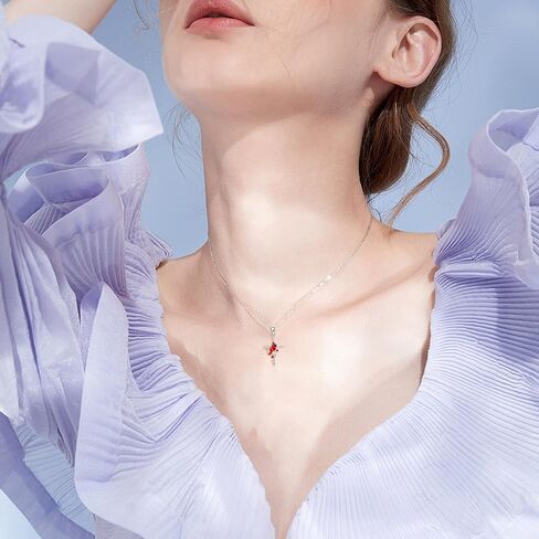 Cross Necklace S925 Sterling Silver Bee/Rose/Hummingbird/Butterfly/Cardinal Cross Necklaces Faith Christian Jewelry Gifts For Women in Kuwait