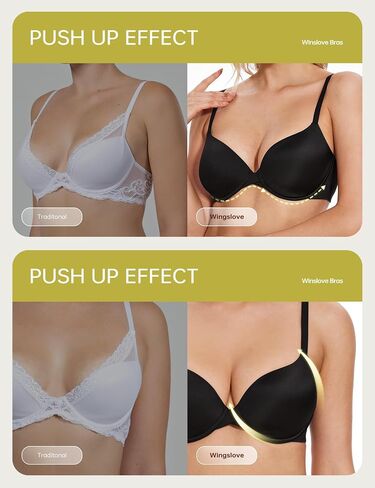 Wingslove Women's Push Up T-Shirt Bra Underwire Lightly Padded Comfort Smoothing Plunge Seamless Everyday Bra in Saudi Arabia