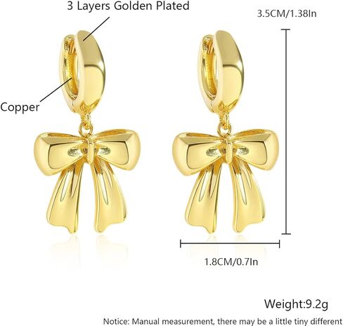Gold Bow Drop Earrings For Women Cubic Zirconia Bowknot Dangle Earrings Statement Party Jewelry in Kuwait
