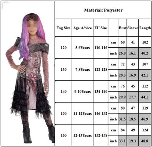 Audrey Mal Fancy Dress Descendants 3 Costumes for Girls Halloween Evil Queen Cosplay Long Sleeve Jumpsuit Costume in Saudi Arabia