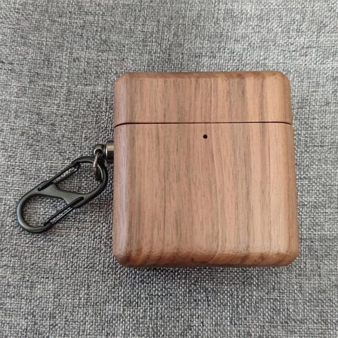 Handmade Nature Wooden Genuine Real Wood Protective Case Cover with Carabiner and Lanyard Compatible with Bose Ultra Open Earbuds (Walnut) in Kuwait