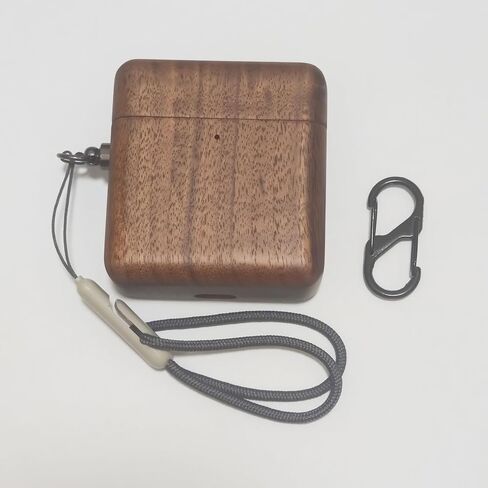 Handmade Nature Wooden Genuine Real Wood Protective Case Cover with Carabiner and Lanyard Compatible with Bose Ultra Open Earbuds (Walnut) in Kuwait