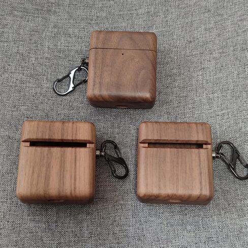 Handmade Nature Wooden Genuine Real Wood Protective Case Cover with Carabiner and Lanyard Compatible with Bose Ultra Open Earbuds (Walnut) in Kuwait