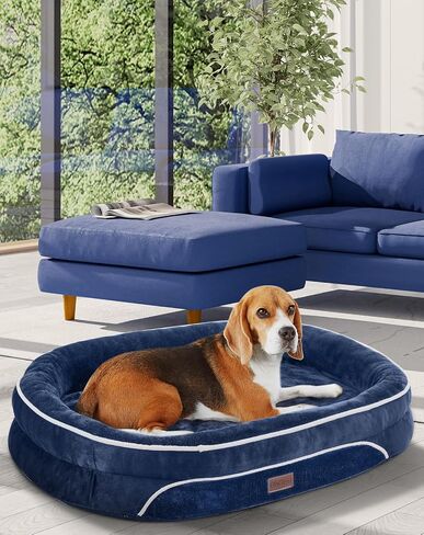 Orthopedic Dog Bed for Large Dogs, Dog Couch Design with Egg Foam Support, Removable, Washable Plush Cover and Non-Slip Bottom with Four Sided Bolster Cushion (Pink) in Saudi Arabia