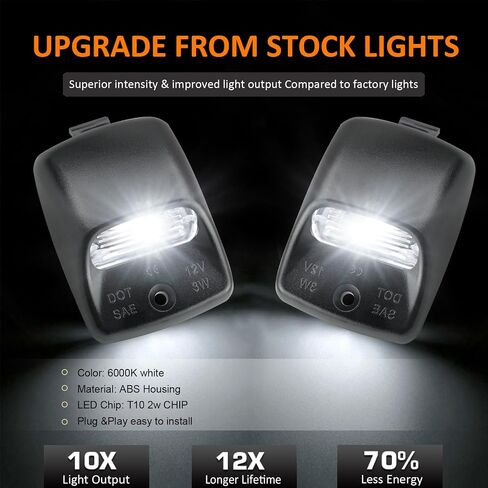 Bestview License Plate Lights,Led Rear Bumper Tag Lamp with Socket Housing Cover Assembly Replacement for Toyota Tundra 2002 to 2013, Tacoma 2005 to 2015 Pickup,6000k White(Pack of 2) in Kuwait