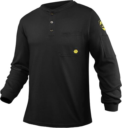 PTAHDUS FR Shirts for Men, 5.5oz CAT2/HRC2 Flame Resistant Shirts Long Sleeve, 100% Cotton FR Clothing for Men in Kuwait