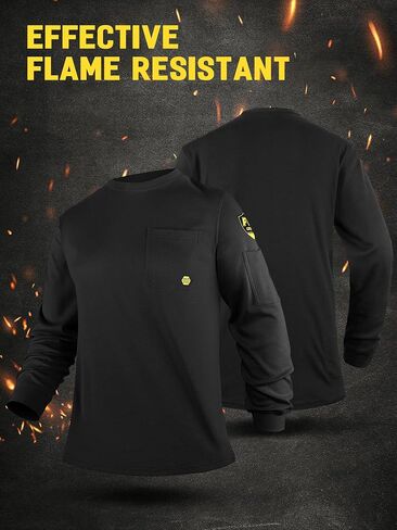 PTAHDUS FR Shirts for Men, 5.5oz CAT2/HRC2 Flame Resistant Shirts Long Sleeve, 100% Cotton FR Clothing for Men in Kuwait